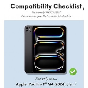 Macally - iPad Pro 11 Inch Case with Keyboard and Track Pad (2024 Gen 7) - iPad Pro 11 Inch M4/M5 Case with Keyboard Backlit- Multi Angle View- Apple Pencil Holder - Black