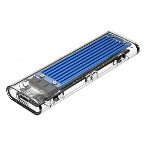 Orico M.2 NVME (2230/2242/2260/2280) to USB3.1(Device Input) Gen-2 Type-C(Enclosure Side) Transparent SSD Enclosure (2TB Max) - Blue Heatsink 