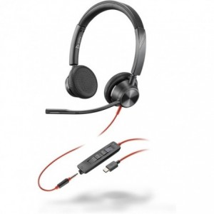 Poly Blackwire 3325 Stereo Microsoft Teams Certified USB-C Headset +3.5mm Plug +USB-C/A Adapter