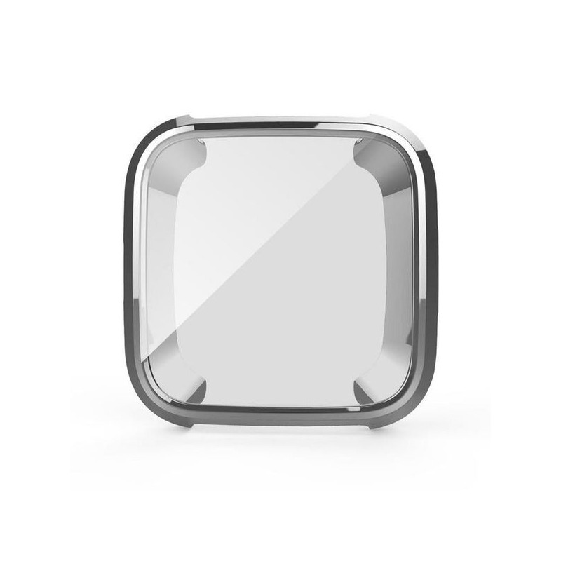 Fitbit Versa Bumper Protective Case and Screen Protector - Silver