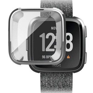 Fitbit Versa Bumper Protective Case and Screen Protector - Silver