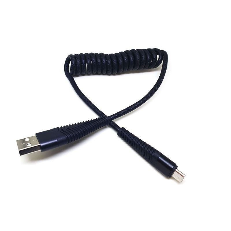 Micro USB coiled data cable - 3.1A output (1.2M)