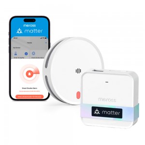 Meross Smart Smoke Alarm MA151 (EU Version) | Starter Kit (1 Alarm + Matter Hub) | Smarter Fire Protection For Every Room