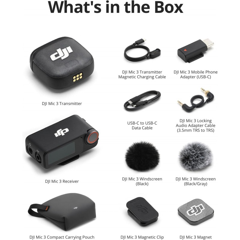 DJI MIC 3 ワイヤレスマイク＊Audio Adapter Cableなし DJI Mic 3 Wireless Microphone System (1 TX + 1 RX) | Professional
