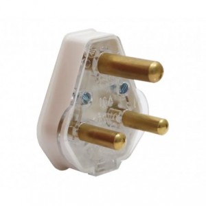 White Plastic Plugtop 15A/16A W/SOLID Pins 1051P