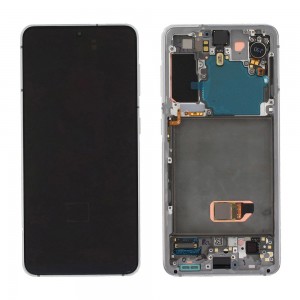 Samsung Galaxy S21 5G Compatible Replacement OLED Screen Assembly with Frame | Silver Edition