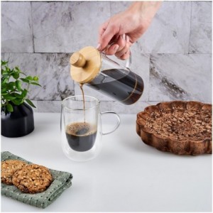 Okiyo Osu Glass &amp; Bamboo Coffee Plunger - 350ml