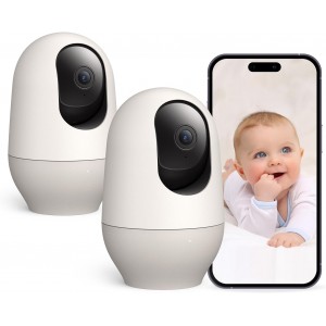 Nooie Baby Monitor with Camera | 2 Pack | WiFi- 360-degree 2K- SD Card &amp; Cloud