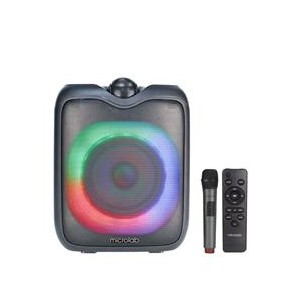 Microlab PT601W Bluetooth Portable Wireless Speaker with Stylish 7-colour LED lighting- 20Watt RMS (Peak @80Watt)- USB/TF/FM/AUX- Rechargeable Battery 3600mAh- TWS Function and Included 1X Microphone