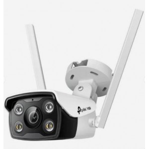 TP-Link VIGI 4MP Outdoor Full-Color Wi-Fi Bullet Network Camera- IR/White Light- 12V DC- 4 mm Fixed Lens- Built-In Microphone- Speaker- micro-SD Slot- IP66