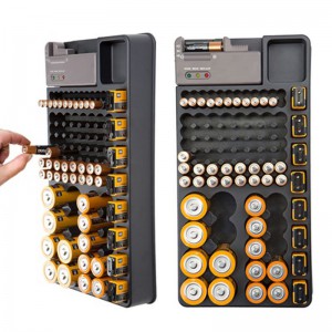 Mountable 98-Battery Organizer with Removable Tester (Holds AA, AAA, C, D, and 9V Batteries)