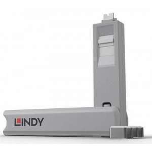 Lindy White USB Type C Port Blocker 4pcs with Key (40427)