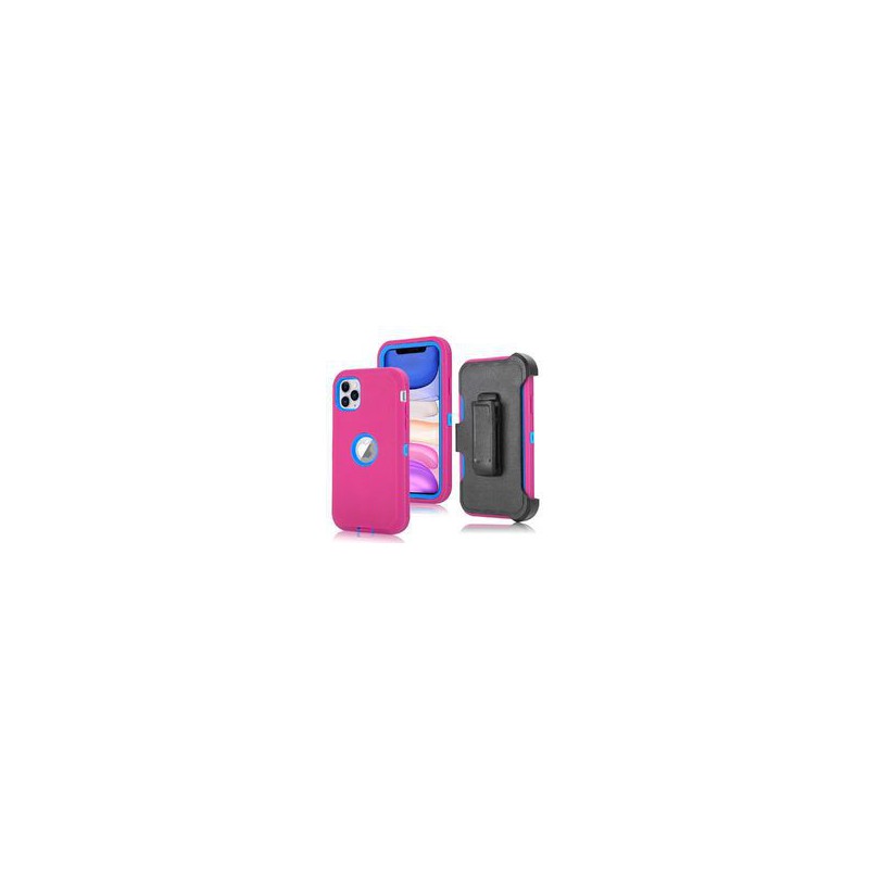 Tuff-Luv Armour-Tuff Rugged Case (With Removable belt Clip) for Apple iPhone 11 Pro - Pink/Blue