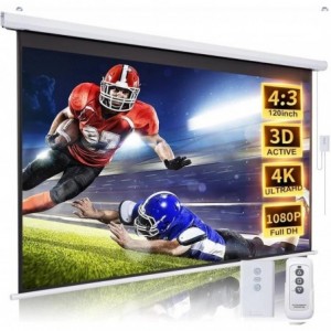 HTPNEO 120 Inch Electronic Projector Screen with Remote