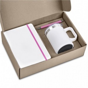 Altitude Wisteria Kraft Gift Set with Mug- A5 Notebook &amp; Pen - Pink