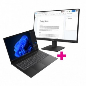 Lenovo V15-IRU i3-1315U 8GB Base DDR5 256GB SSD M.2 2242 QLC G4 Integrated Windows 11 Pro 64 15.6" FHD TN HD Cam Wi-Fi AX 2x2+BT NO-FPR 3 Cell 38Whr 65W 3PIN-ZA KB US-ENG 1 Year Carry-in +ThinkVision 
