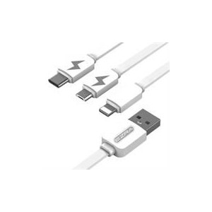 Ezra 3 in 1 Charging Data Cable with Ligtning, Micro USB and Type-C
