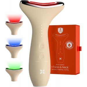 REVO Genie Facial Massager for Face and Neck | LED Heat Vibration Red Blue Green Light