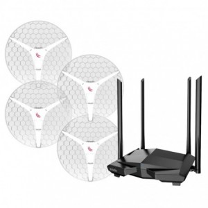 MikroTik LHG XL HP5 (4 PACK) &amp; Tenda AC10 Router (x4) Bundle