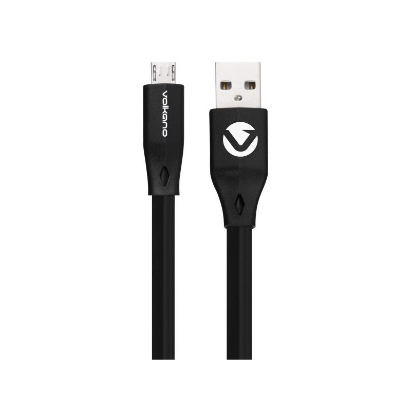 Volkano Slim Series Flat PVC Micro USB Cable 1.2m - Black