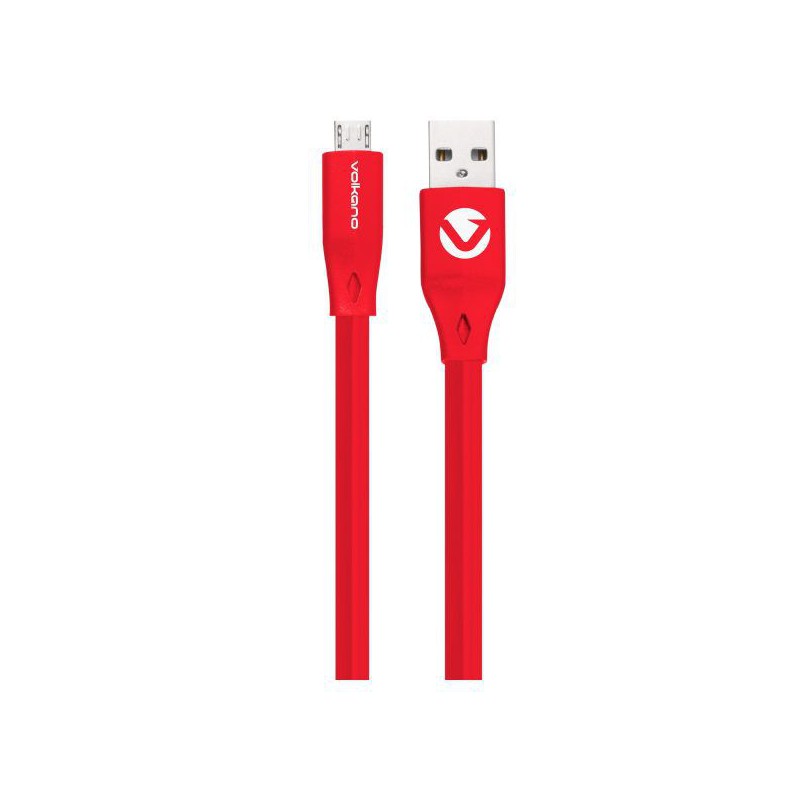 Volkano Slim Series Flat PVC Micro USB Cable 1.2m - Red