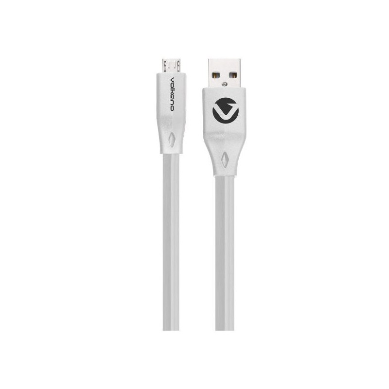 Volkano Slim Series Flat PVC Micro USB Cable 1.2m - White