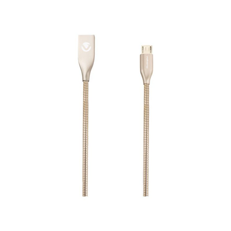 Volkano Iron Series Round Metallic Spring Micro USB Cable 1.2m - Champagne Gold