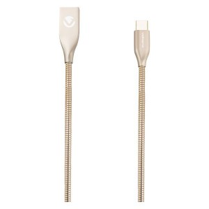 Volkano Iron Series Round Metallic Spring Type-C Cable 1.2m - Champagne Gold