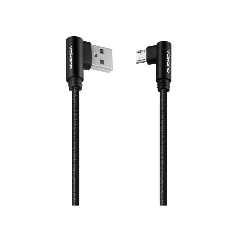 Volkano Braids Series Nylon Braided Micro 90ｰ USB Cable 1.2m - Black