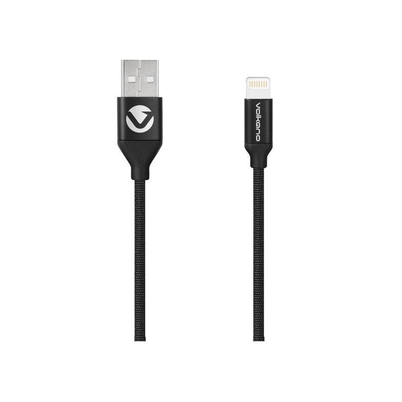 Volkano Weave Series Fabric Braided MFI Lightning Cable 1.2m - Black