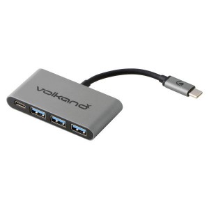 VolkanoX Core Hub Series USB Type C to 3x USB 3.0 Plus Power - 10cm - Charcoal