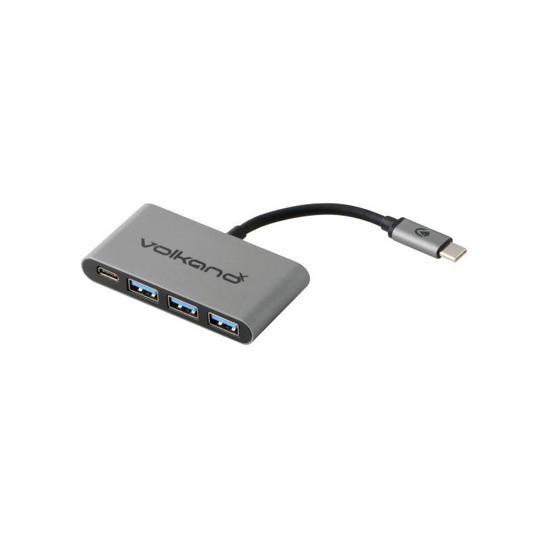 VolkanoX Core Hub Series USB Type C to 3x USB 3.0 Plus Power - 10cm - Charcoal