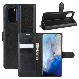 TUFF-LUV Essentials Leather Folio Case & Stand for Samsung Galaxy S20 5G Plus - Black