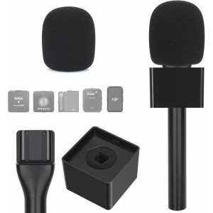 Lavalier Microphone Handle for DJI Mic 1/2 | Includes Mic Flag &amp; Foam Windscreen
