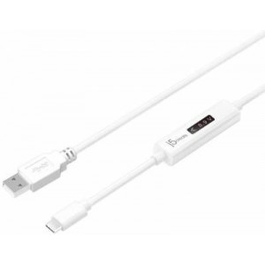 J5 create JUCP13 USB Type-A 2.0 to USB-C Cable with OLED Dynamic Power Meter