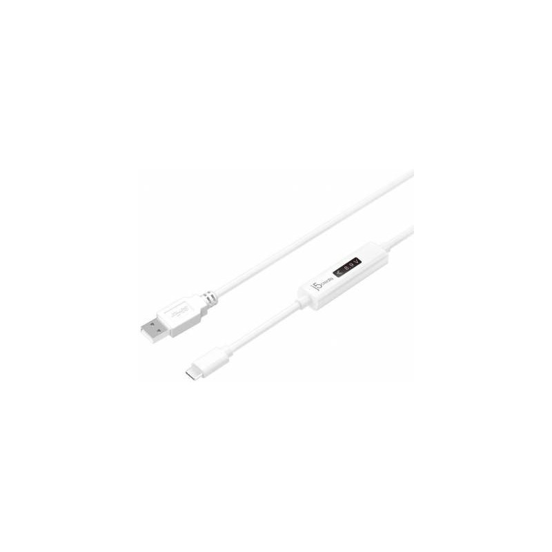 J5 create JUCP13 USB Type-A 2.0 to USB-C Cable with OLED Dynamic Power Meter
