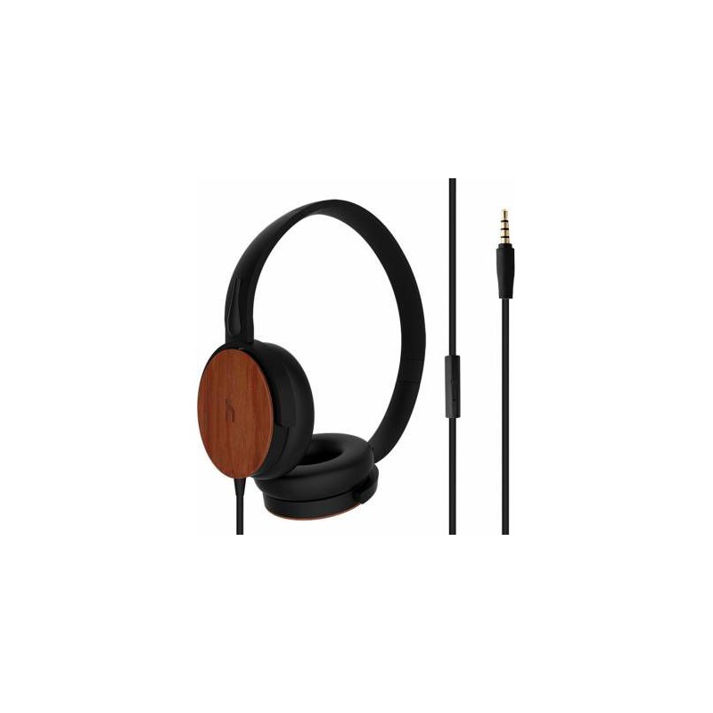 Hoomia Headphone with Mic - Black + Wood