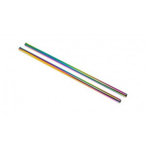 Gift Tribe Collective -  Stainless Steel Straws - Pack of 2 - Rainbow (6mm diametre / 215mm length)