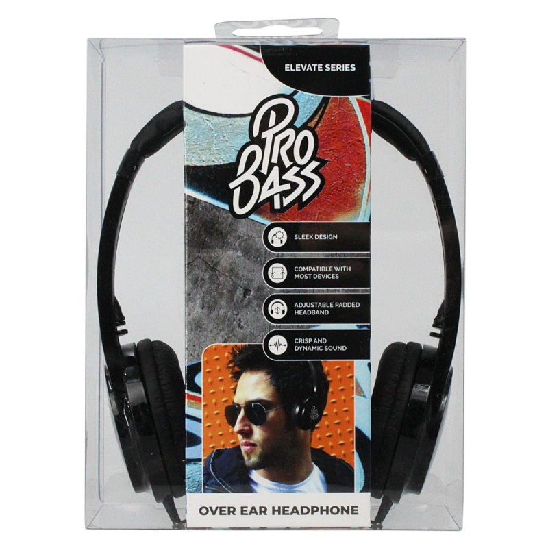 Pro Bass Elevate Series Auxillary Headphone- Black