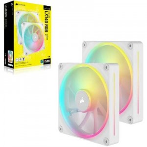CORSAIR LX RGB Series iCUE LINK LX140 RGB White 140mm Fan Dual Pack iCUE LINK System Hub Included