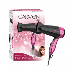 Carmen Ionic 1600w Travel Hairdryer - Pink