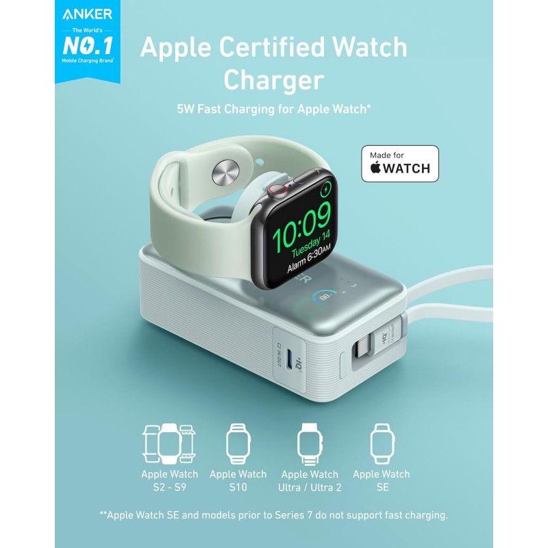 Anker MagGo Power Bank with Apple Watch Charger | 10000mAh- 35W