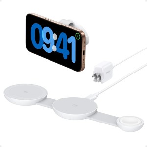 Anker MagGo UFO 3-in-1 Charger | 15W Qi2- MagSafe- Foldable