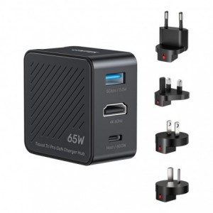 UNITEK P1242ABK Travel Tri Pro 65W GaN Charger Hub