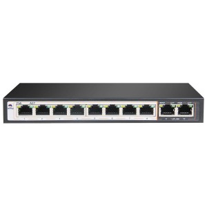 Scoop 8 Port Fast Ethernet Switch with 8 AI PoE Ports and 2 GE Uplink