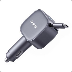 Anker Ret retractable USB-C Car Charger- 75W | Built-in Retractable Cable