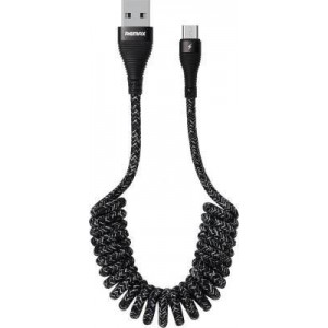 Remax 24 - 40 cm Coiled USB to Micro Cable - Black