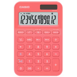 Casio MS-20YC 12 Digit Desk Calculator Coral