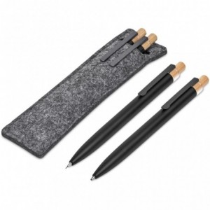Okiyo Mimo Recycled Aluminum Ball Pen &amp; Pencil Set - Black