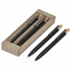 Okiyo Mimotu Recycled Aluminium Pen &amp; Pencil Set - Black